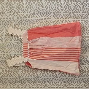 Boden pink and white polks dot and striped sleeveless blouse size 2